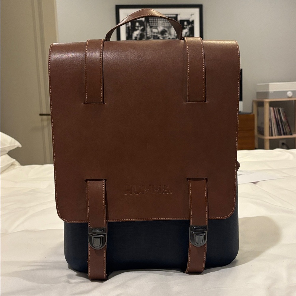 HUMMS High quality authentic leather backpack. New.